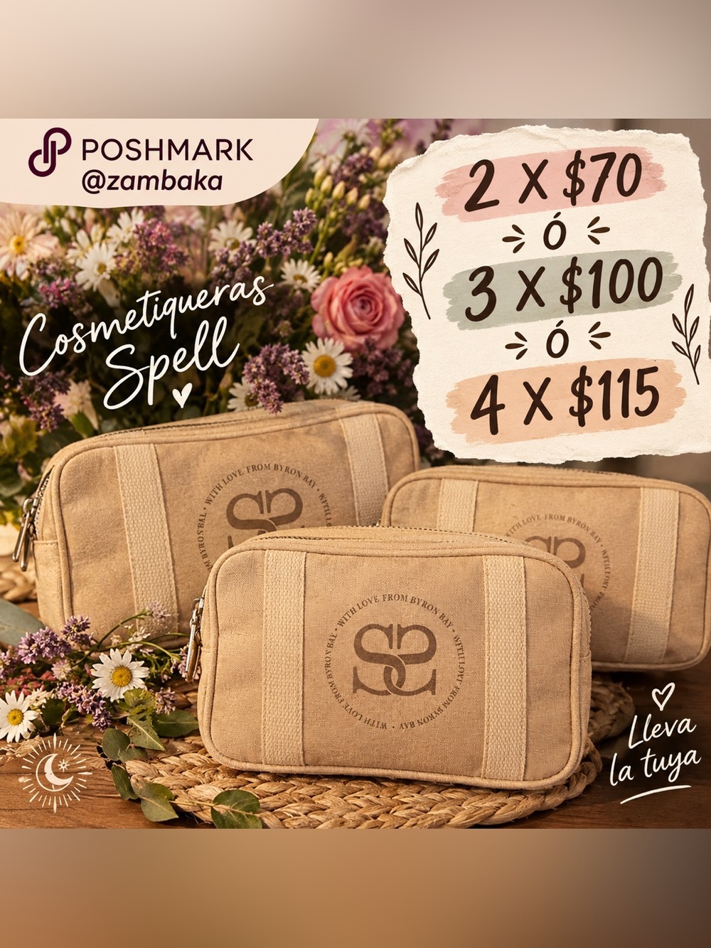 Spell Tan Canvas Cosmetic Pouch